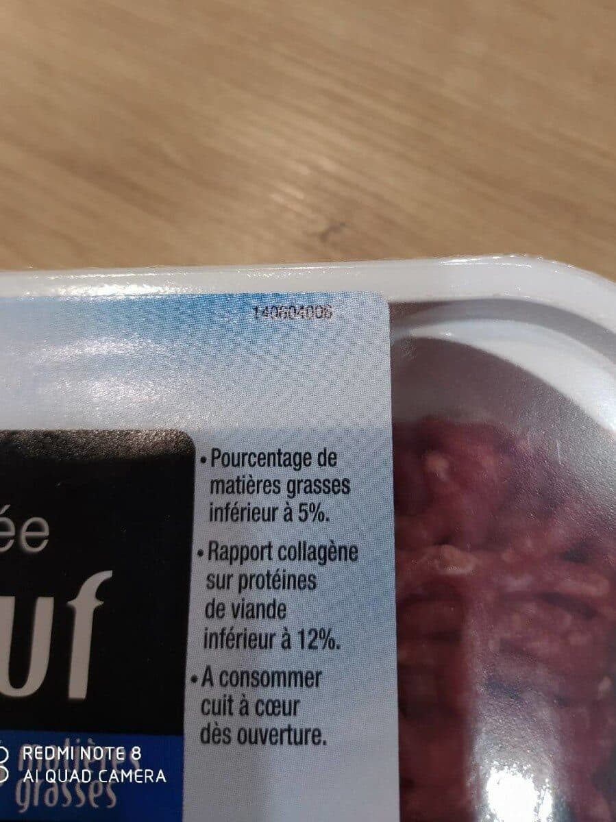 U Viande hachée pur boeuf, 5% Matière Grasse, VBF packshot