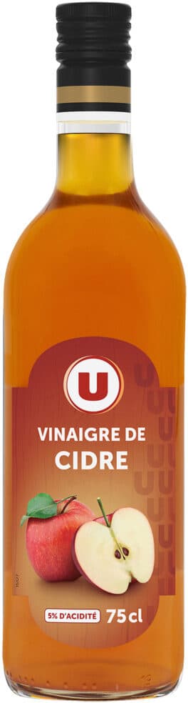 U Vinaigre de cidre 5° bouteille en verre de 75cl packshot