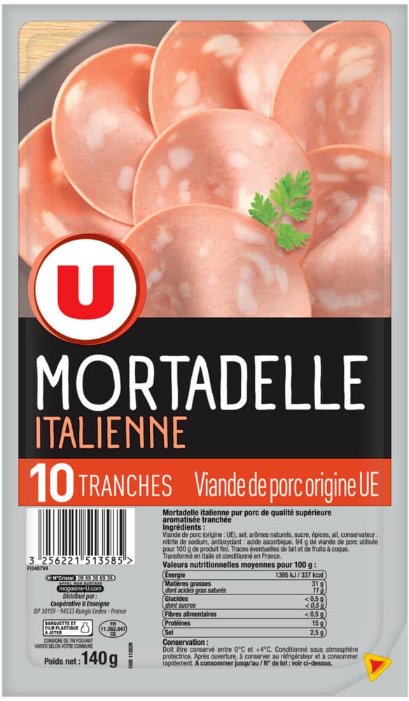 U Mortadelle Italienne - x10 tranches, 140g packshot