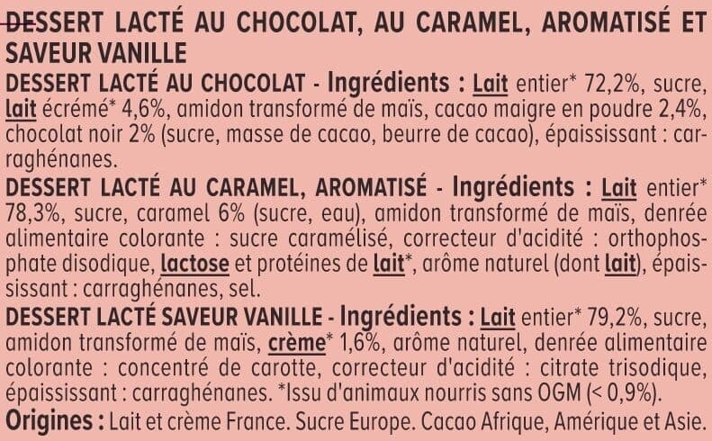 U Crème dessert, pack panaché chocolat, vanille, caramel - 12x125g packshot