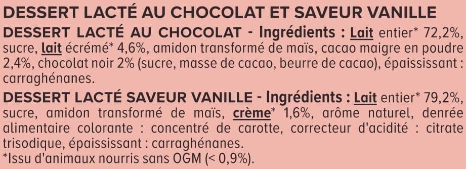 U Crème dessert, pack panaché chocolat, vanille -16x125g packshot