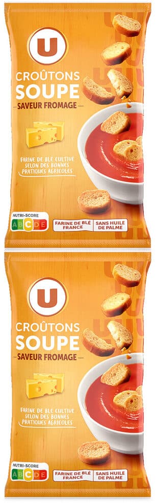 U Croûtons ronds frits pour soupe saveur fromage 2x90g - 180g packshot