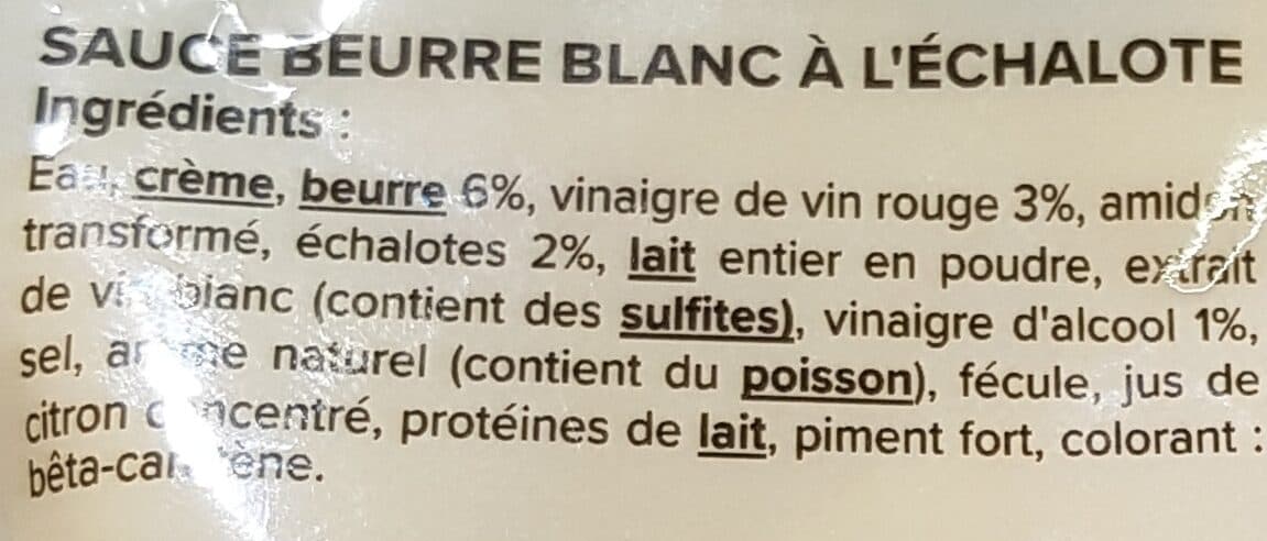 U Sauce beurre blanc échalote transformée en France, sachet de 180g packshot