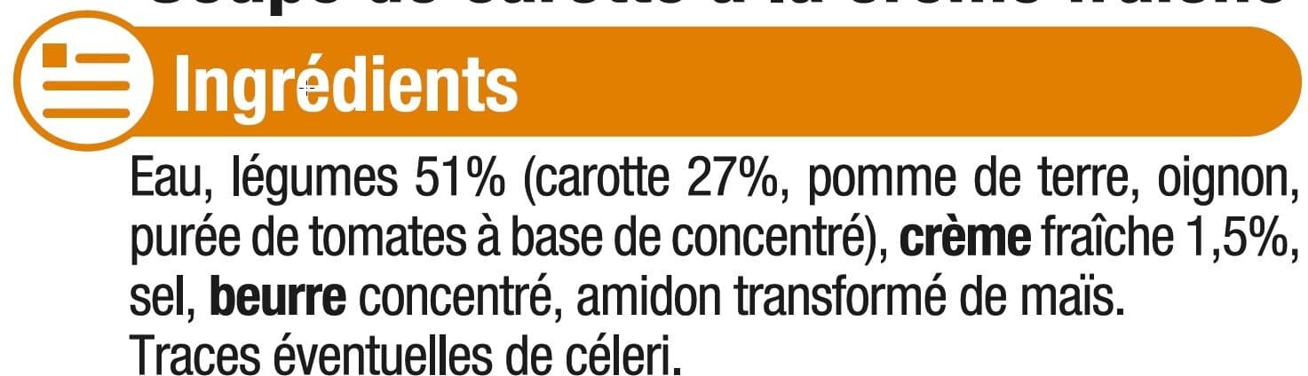 U Soupe Velouté de carottes à la crème brique de 1 litre packshot