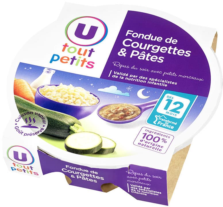 U Assiette soir fondue courgettes pâtes packshot