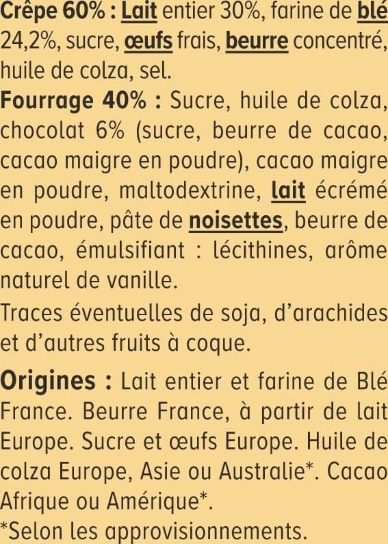 U Crêpes fourrées au chocolat - x 8, 256g packshot