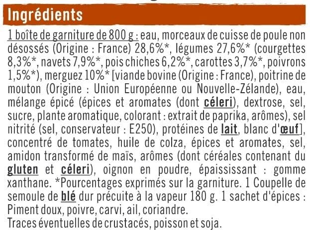 U Couscous volaille et merguez packshot