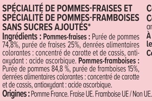 U Dessert fruitier de pommes, fraises et pommes, framboises sans sucresajoutés 8 pots de 100g packshot