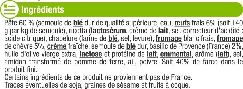 U Ravioli au chèvre basilic de Provence 300g packshot