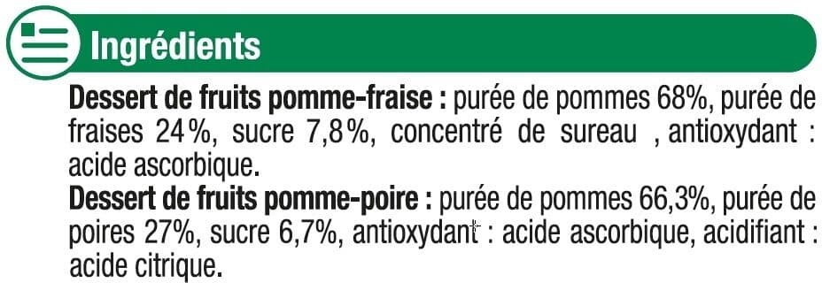 U Coupelle allégée dessert de fruits pomme poire et pomme fraise 8 potsde 100g packshot