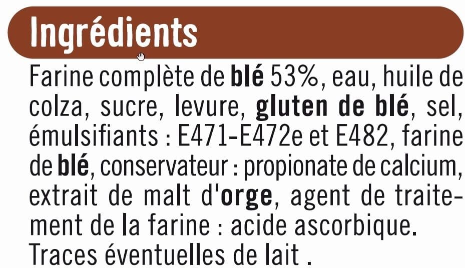 U Pain de mie complet extra moelleux 500g packshot