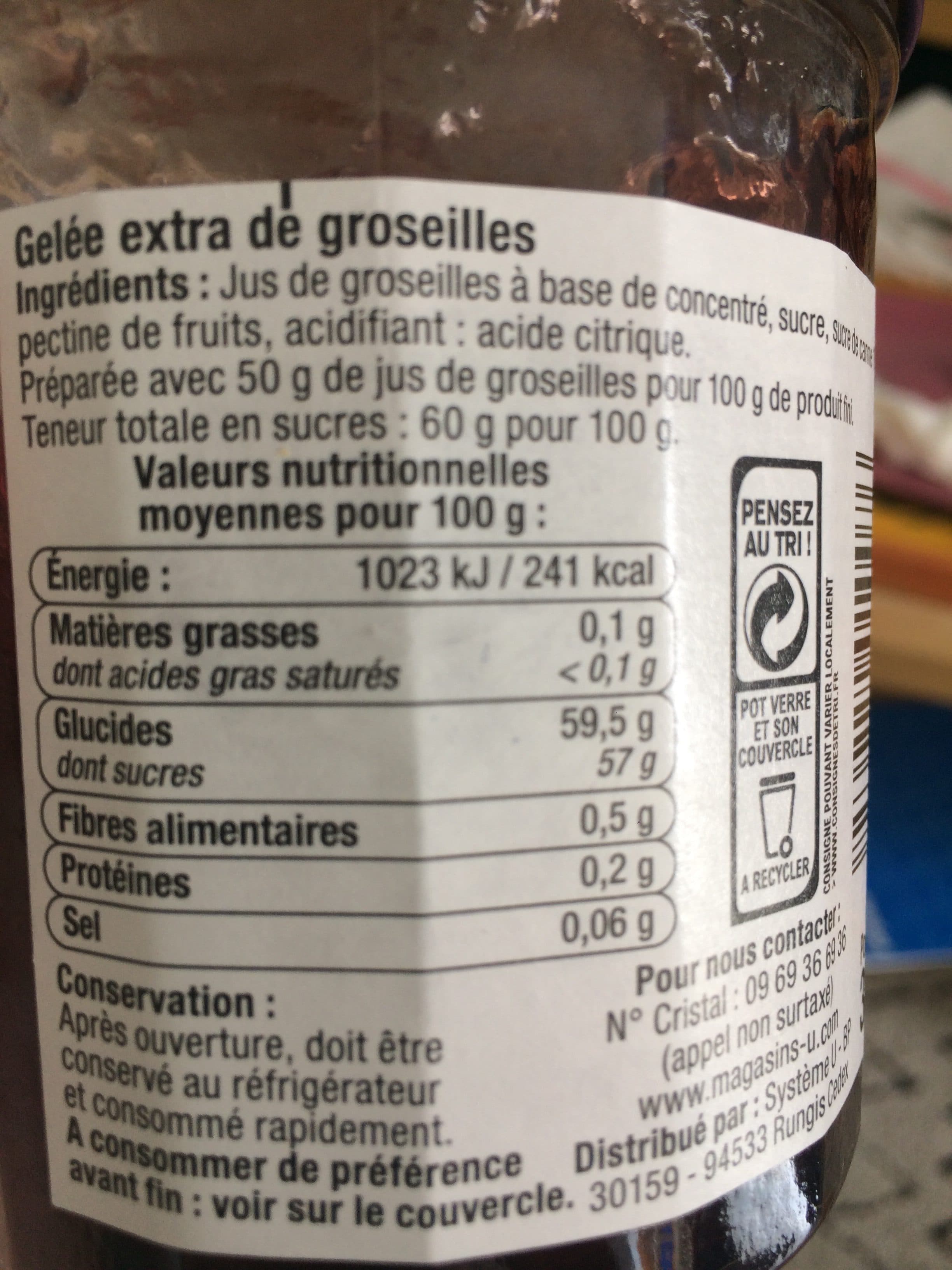 U Gelée de groseilles 370g packshot