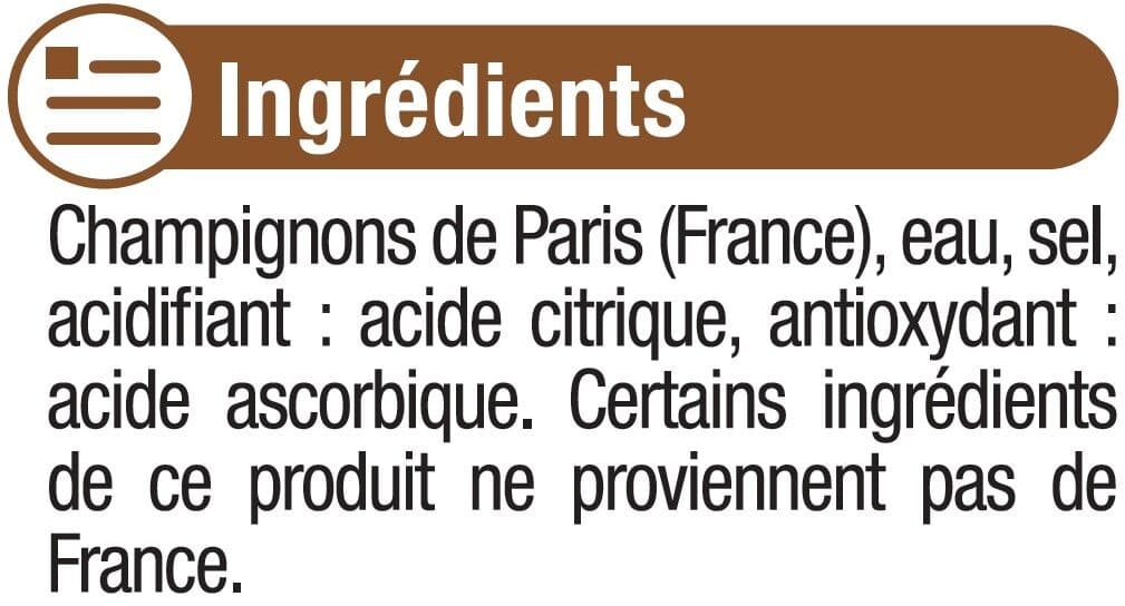 U Champignons de Paris pieds et morceaux - Boîte de 230g net égoutté packshot