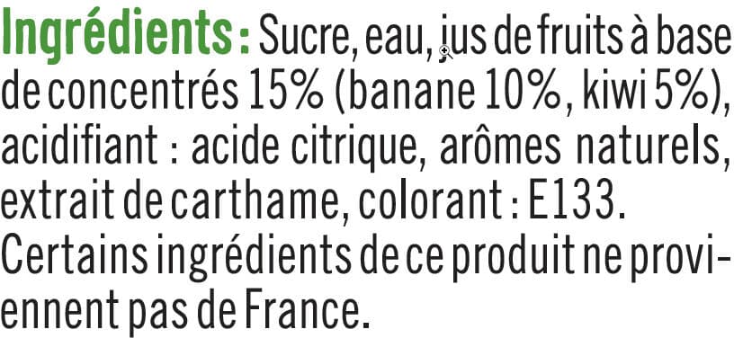 U Sirop de recette gourmande banane/kiwi bouteille de 70cl packshot