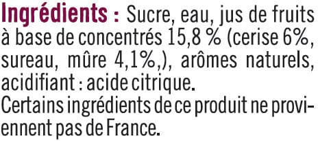 U Sirop de recette gourmande cerise/mûre bouteille de 70cl packshot