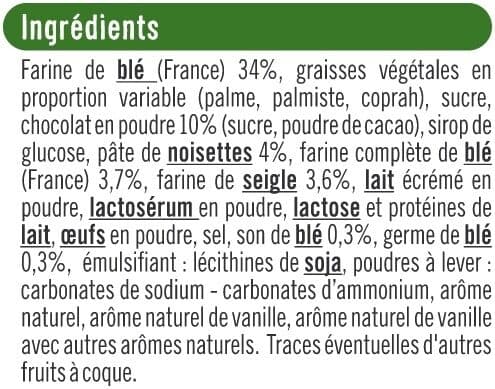 U Tartelettes carrées parfum chocolat noisette paquet de 127g packshot