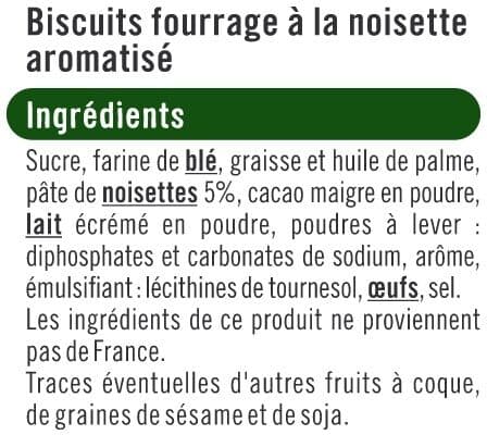 U Gâteau P'tits fourrés à la noisettes paquet de 225g packshot