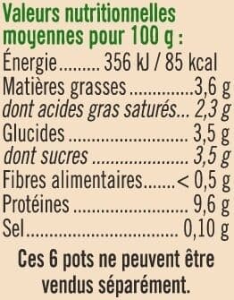 U Fromage blanc frais nature au lait pasteurisé 3,6% MG, 6x60g packshot