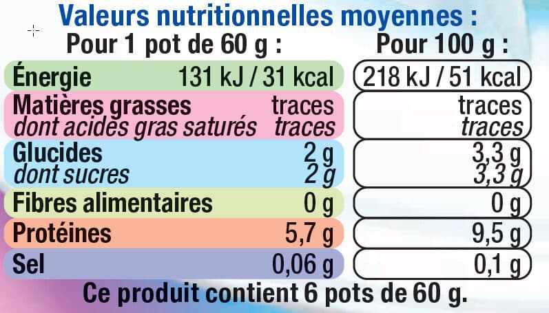 U Fromage blanc frais nature, 0%MG, 6x60g packshot
