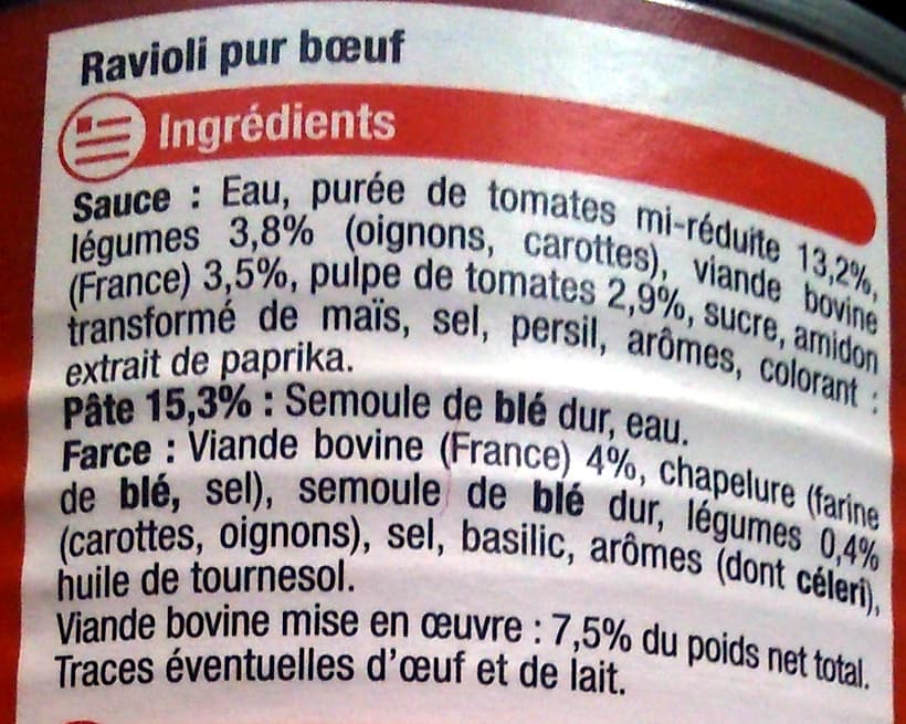 U Ravioli, Pur Bœuf packshot
