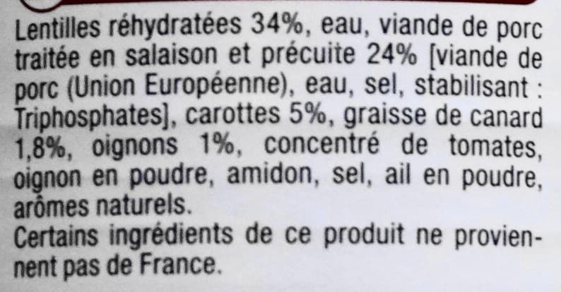 U Petit salé aux Lentilles Cuisiné à la Graisse de Canard packshot