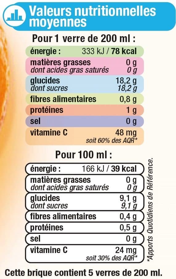U Pur jus d'orange refrigeré sans pulpe zrp - brique 1L packshot