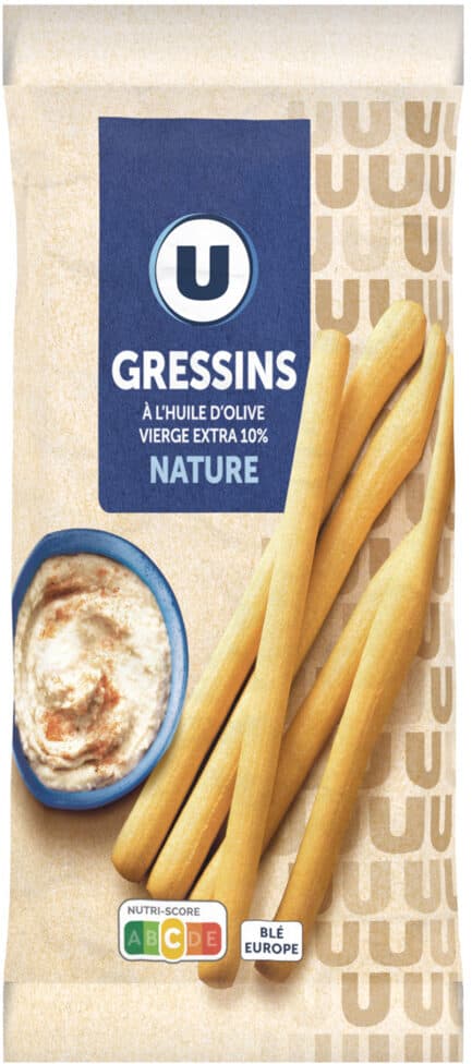 U Gressins nature à l'huile d'olive paquet de 125g packshot