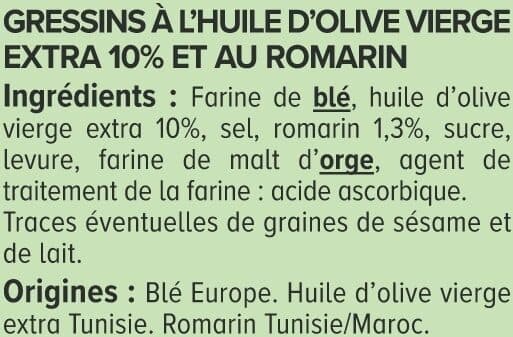 U Gressins à l'huile d'olive et romarin paquet de 125g packshot