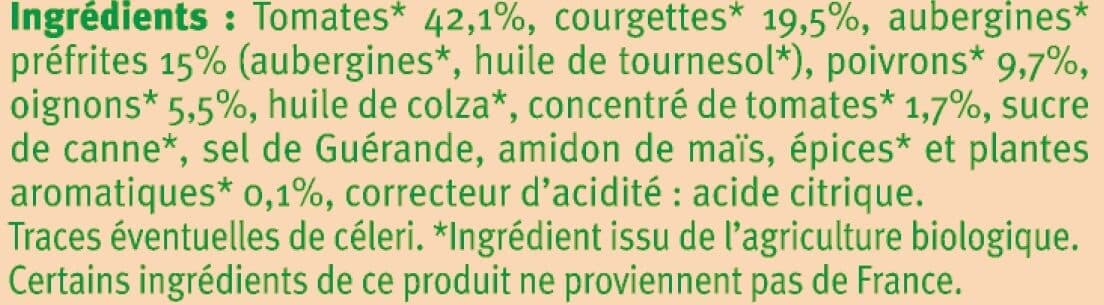 U Ratatouille bio - bocal 520g packshot