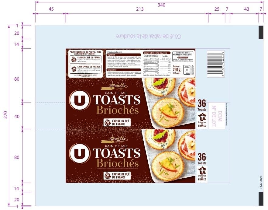 U Toasts ronds briochés spécial foie gras 250g packshot