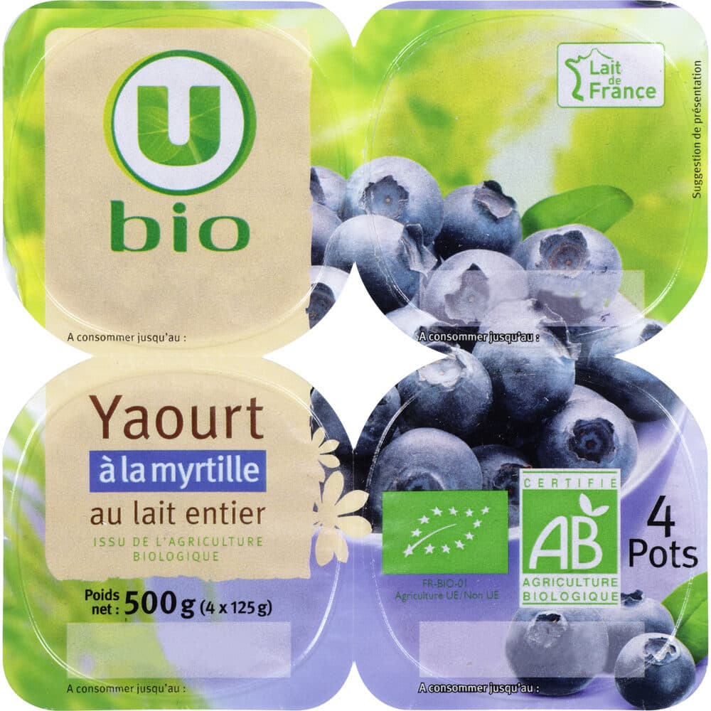 U Bio Yaourts brassés sucrés aux myrtilles packshot