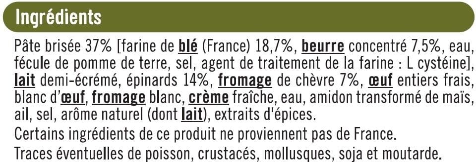 U Tarte chèvre et épinards packshot