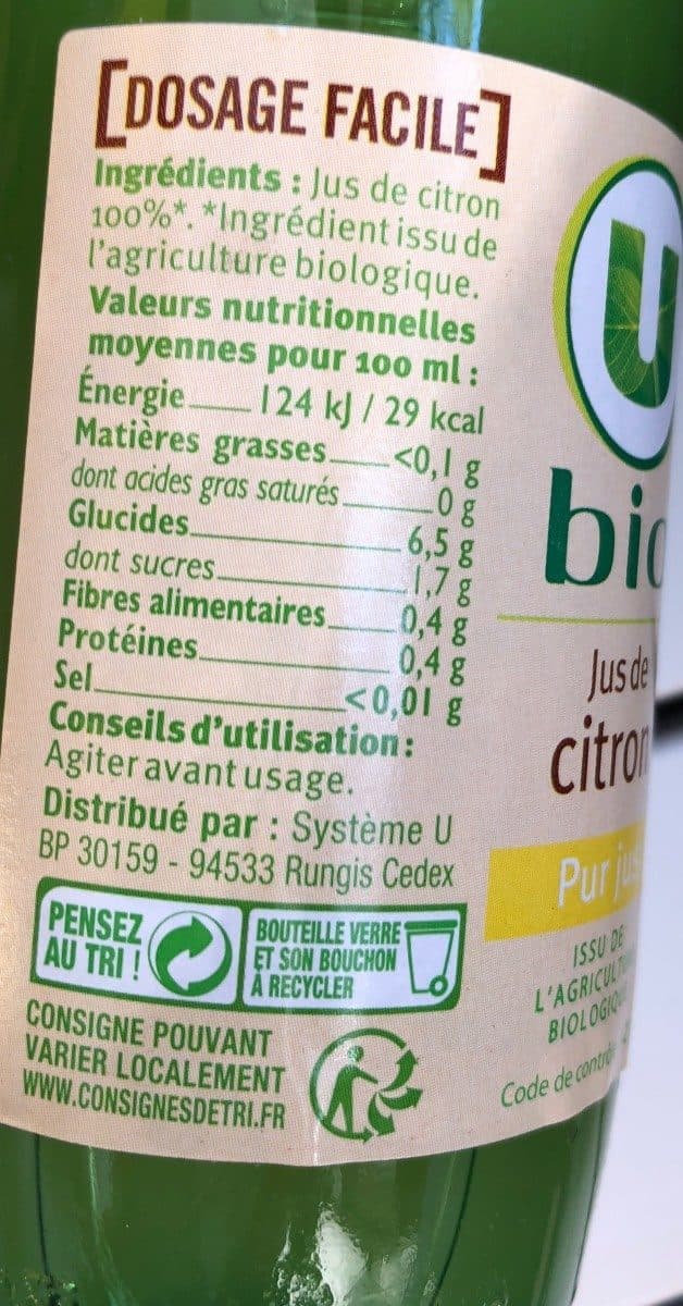 U Jus de citron packshot
