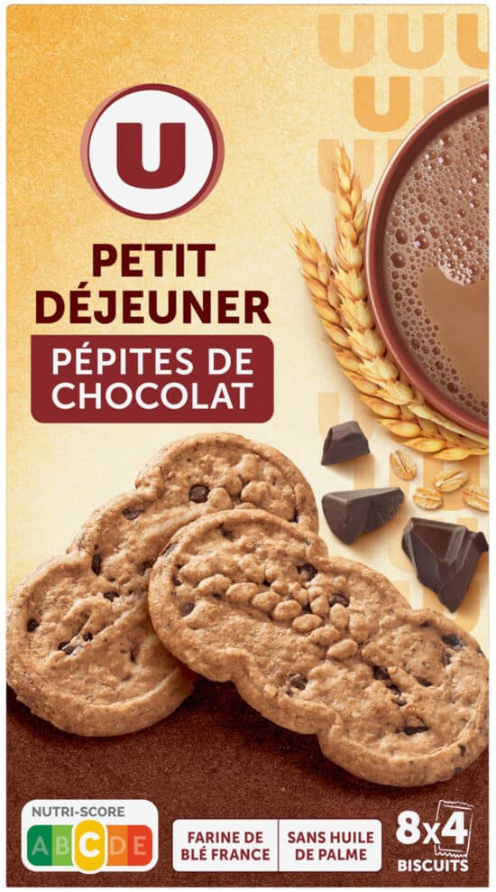 U Biscuits Petit déjeuner au pépites de chocolat paquet de 400g packshot