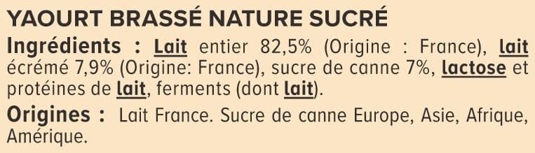 U Yaourt brassé nature sucré 8x125g packshot