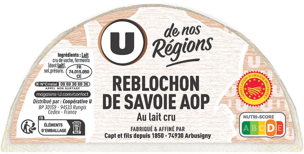 U 1/2 Reblochon Savoie fruitier AOP lait cru 28%MG, 250g packshot