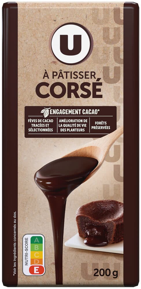 U Chocolat noir corsé à pâtisser 64% Tablette de 200g packshot