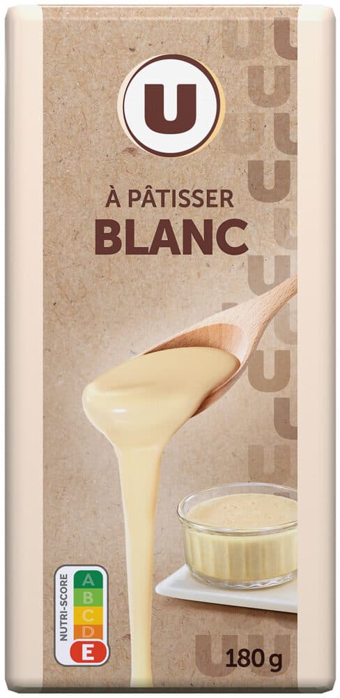 U Chocolat blanc à pâtisser Tablette de 180g packshot