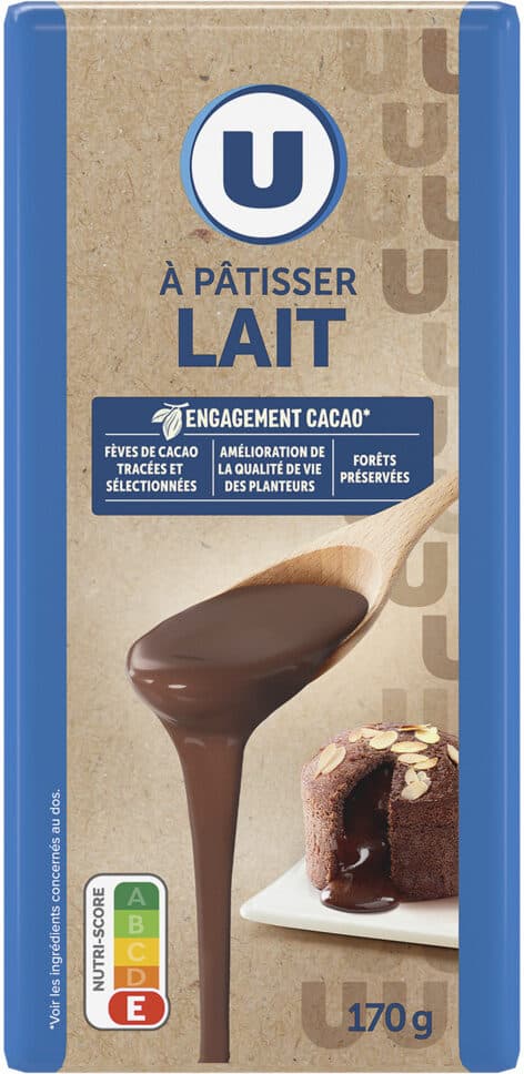 U Chocolat au lait à pâtisser Tablette de 170g packshot