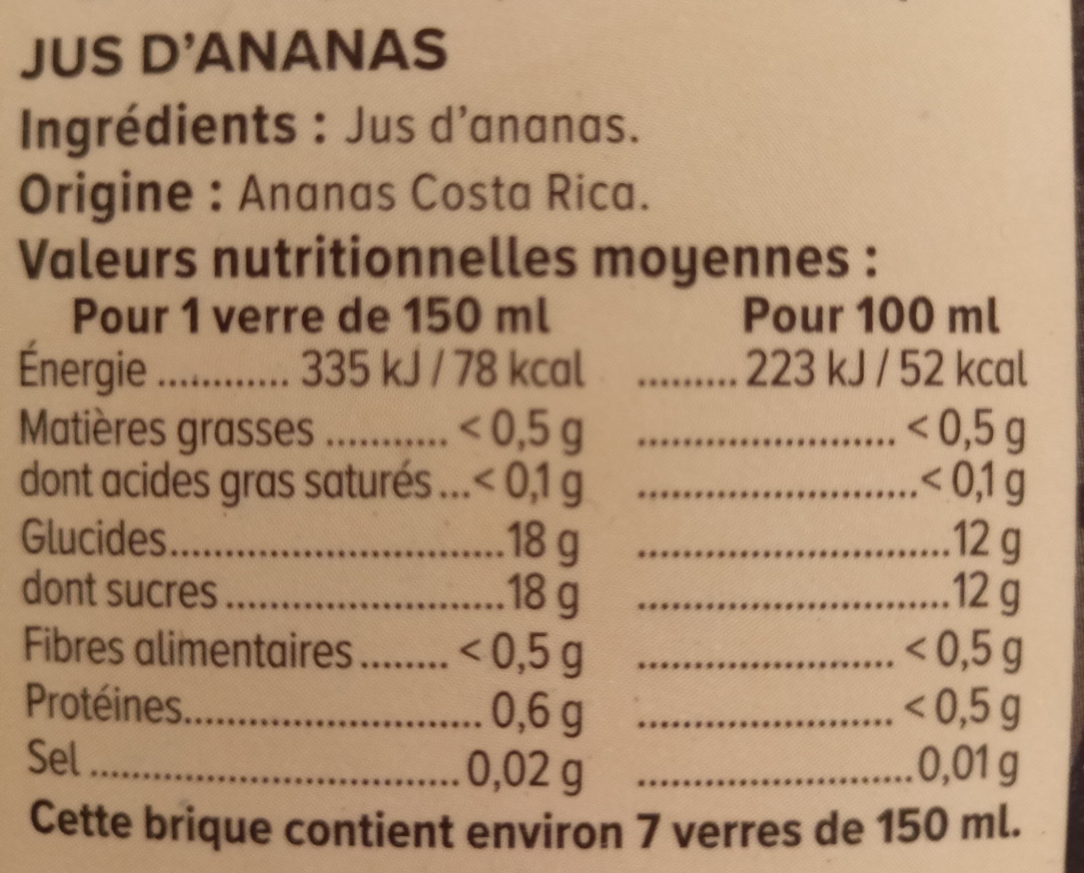 U Pur jus d'ananas du Costa Rica 1l packshot