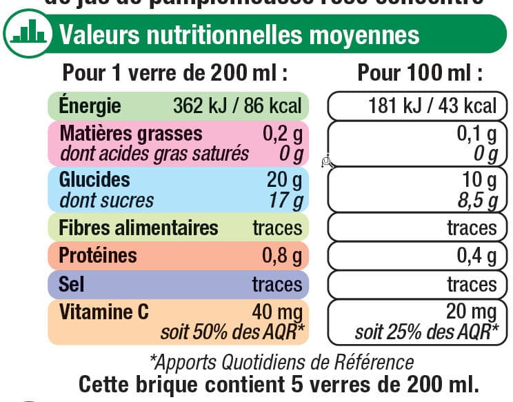 U Jus à base de concentré de pamplemousse rose 1l packshot