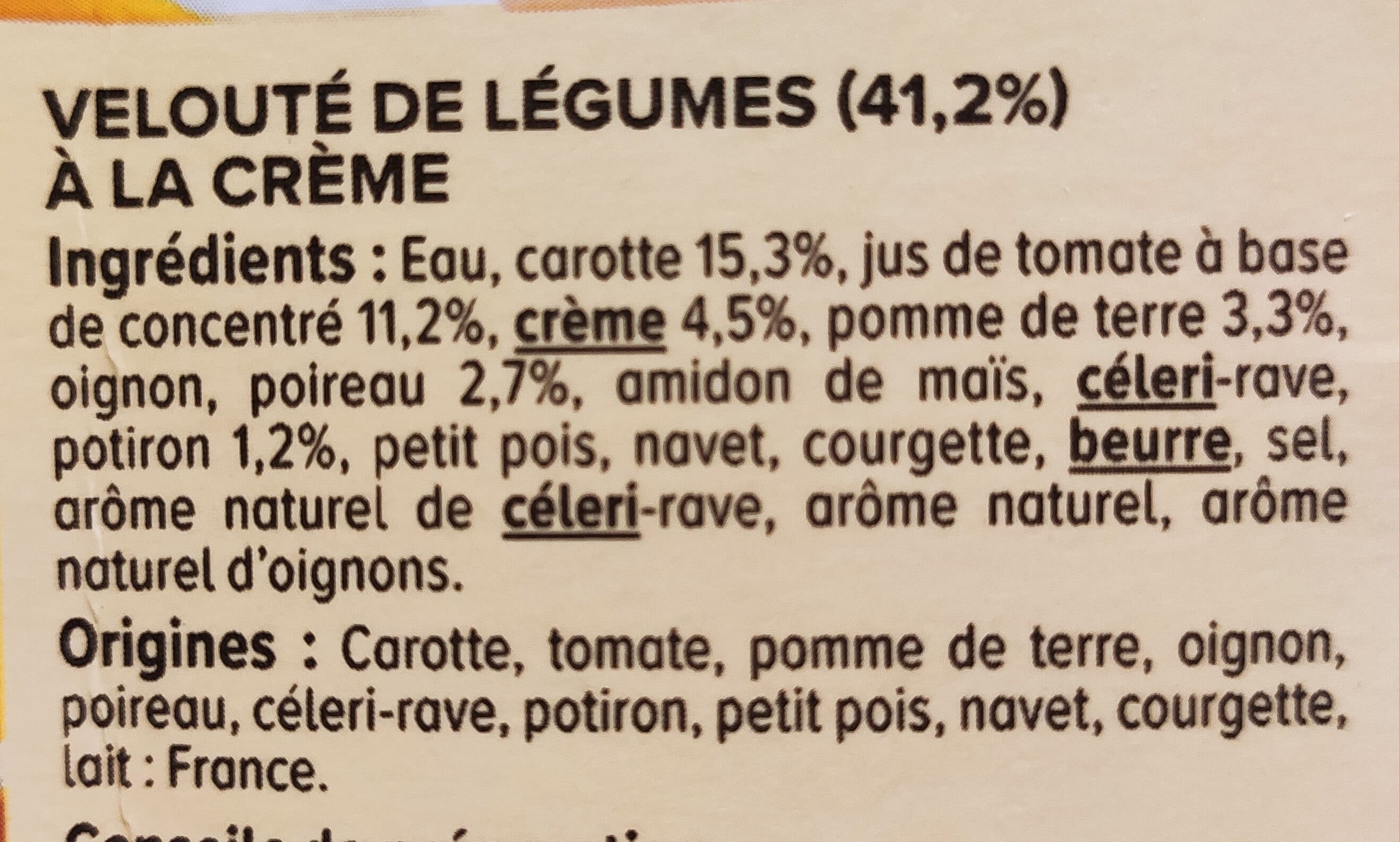 U Soupe Velouté de légumes à la crème brique de 1l packshot