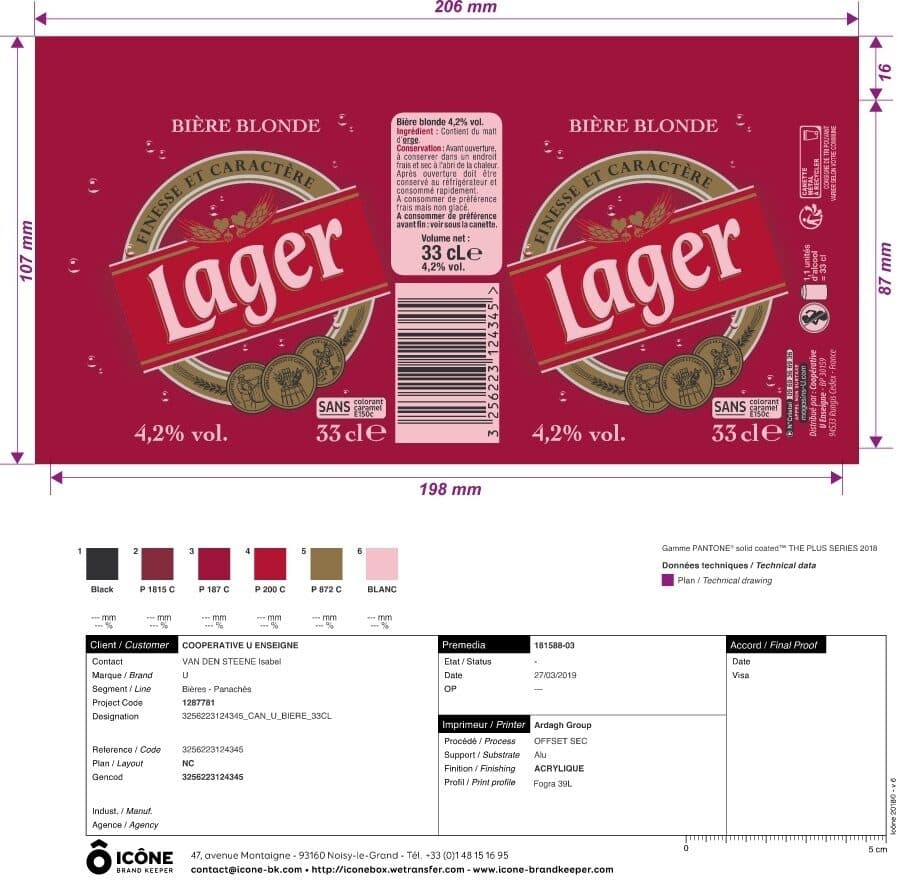 Lager Bière blonde packshot