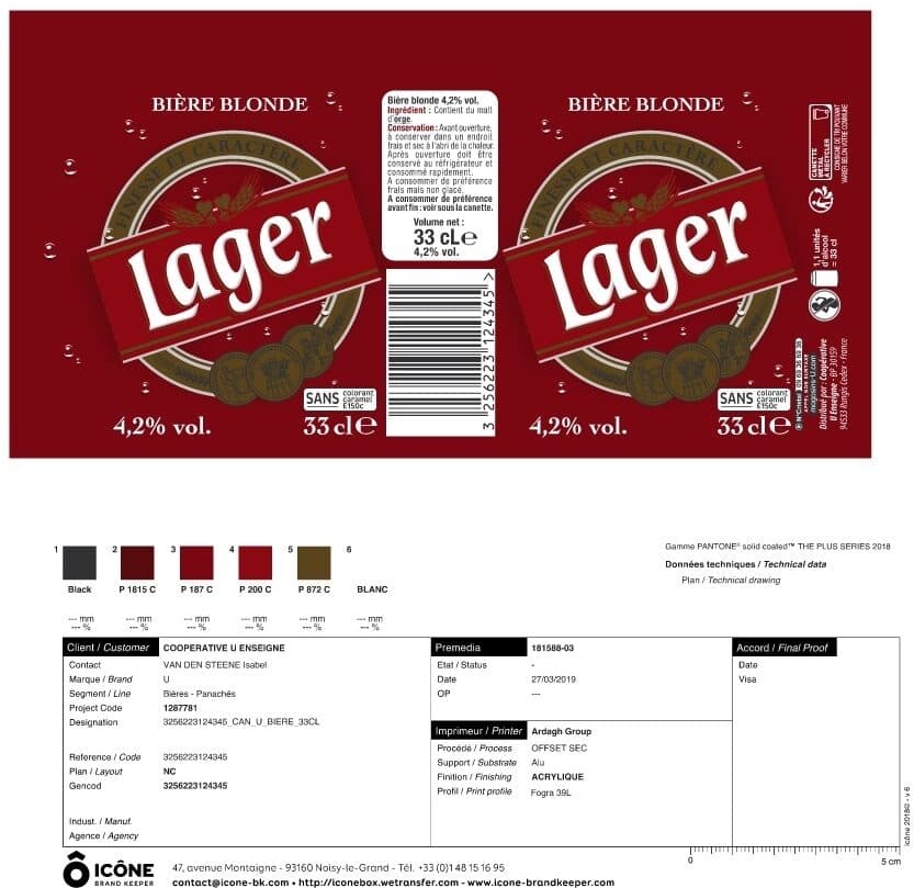 Lager Bière blonde packshot