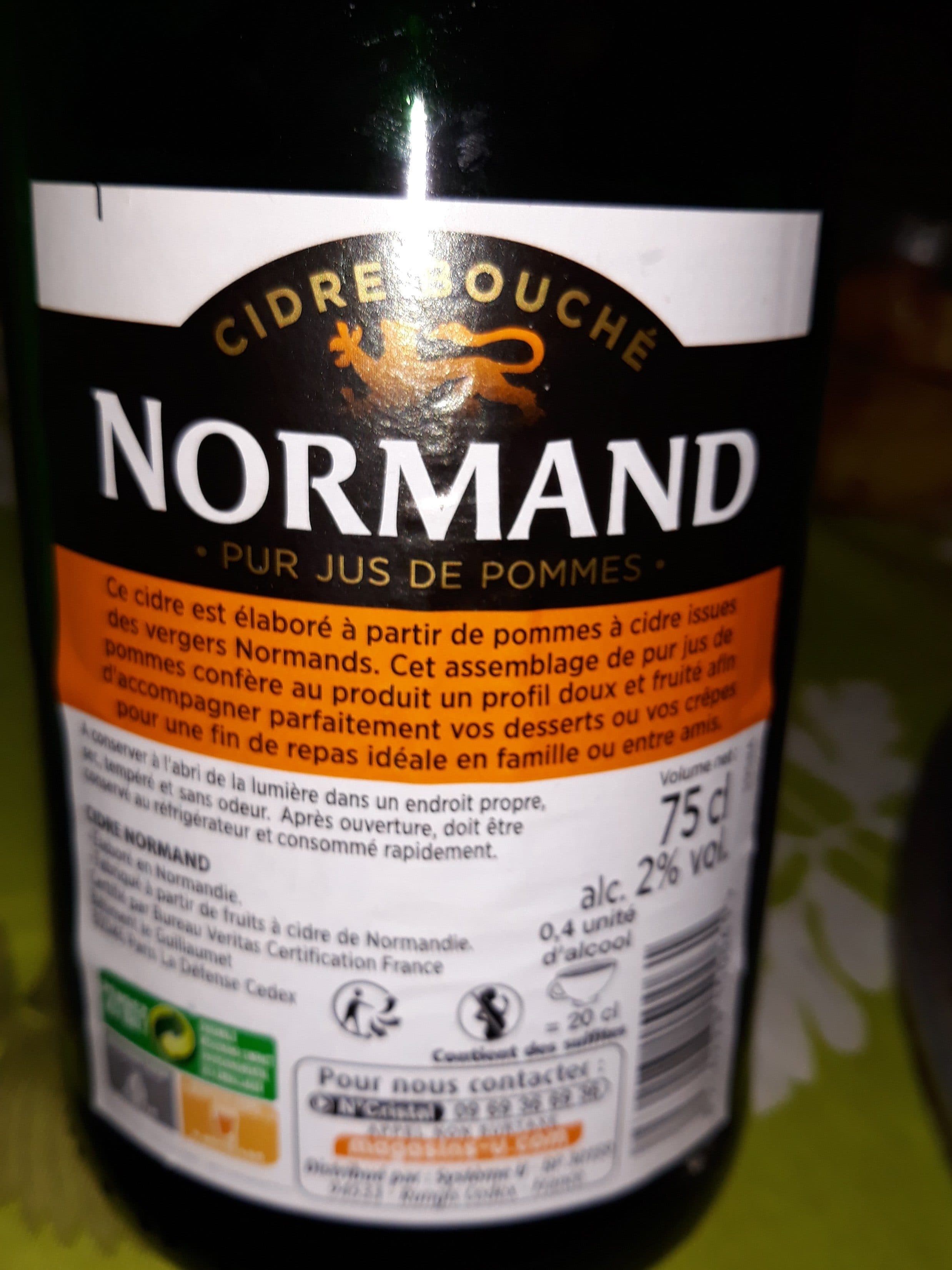 U Cidre bouché doux de Normandie IGP , 2°, bouteille 75cl packshot