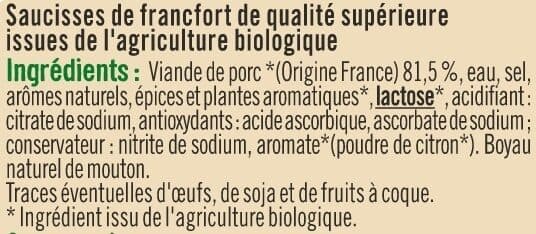 U Saucisses de Francfort Bio packshot
