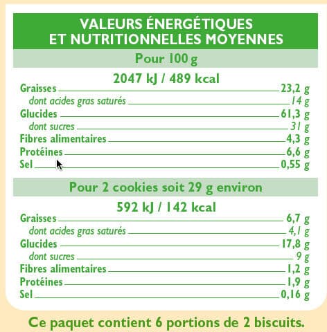 U Cookies chocolat pépite de chocolat paquet de packshot