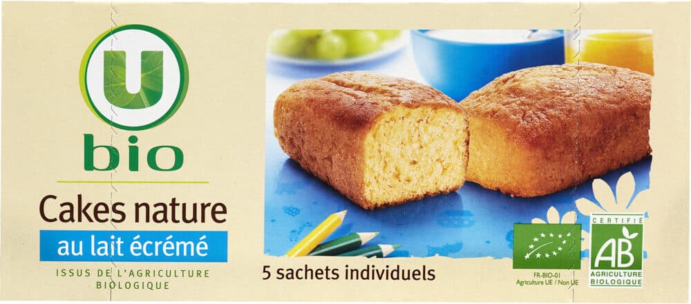 U Cake nature au lait écrémé bio paquet de 125g packshot