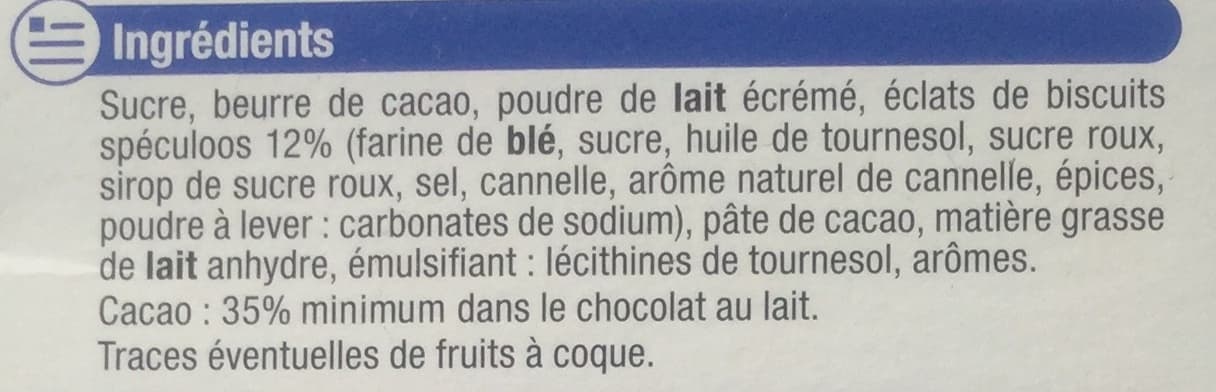 U Chocolat Lait éclats de Spéculoos packshot