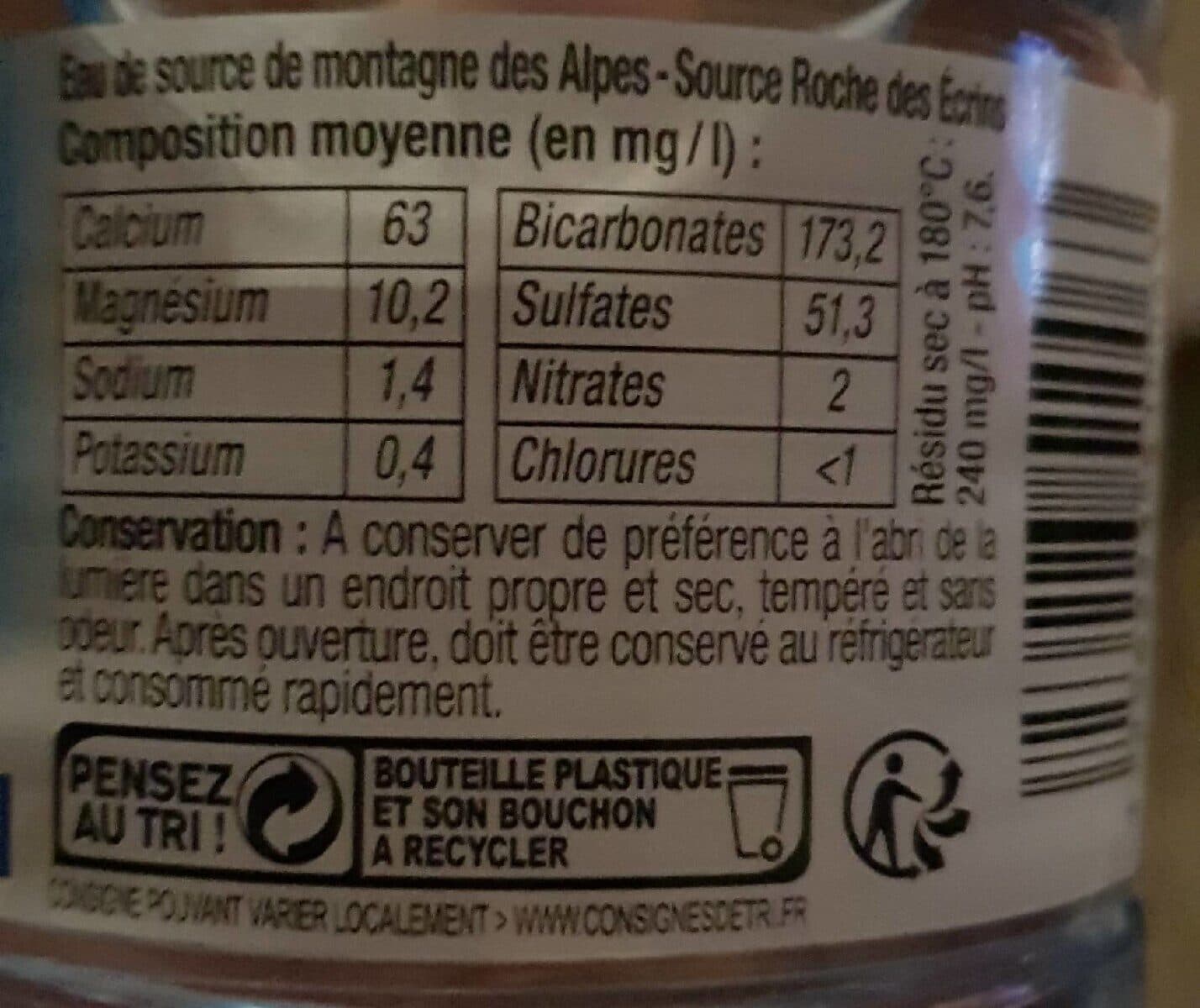 U Eau de source de montagne des alpes packshot